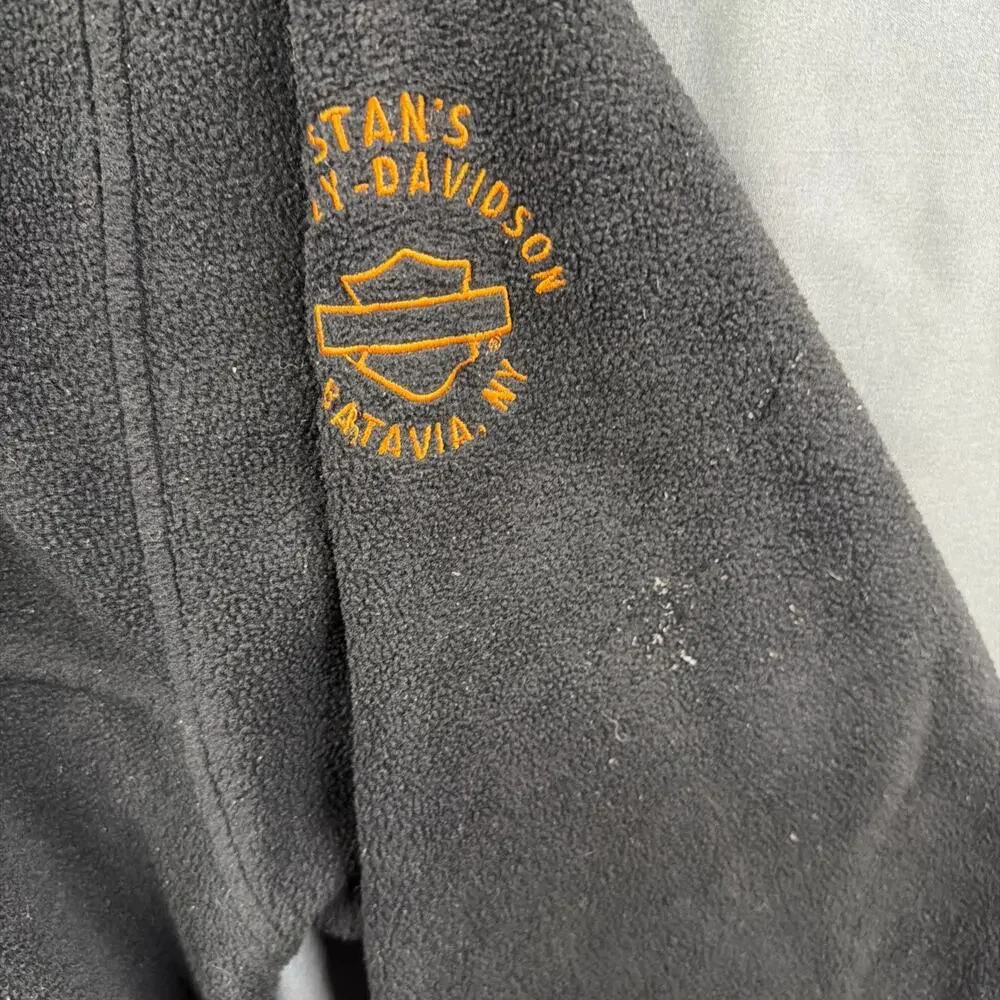 Harley-Davidson Fleece Jacket Men XL Black 1/4 Zip Embroidered Logo Softshell